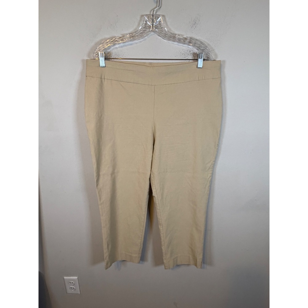 Chico's Womens Crop Pants So Slimming Pull On Tan Beige Size 3.5